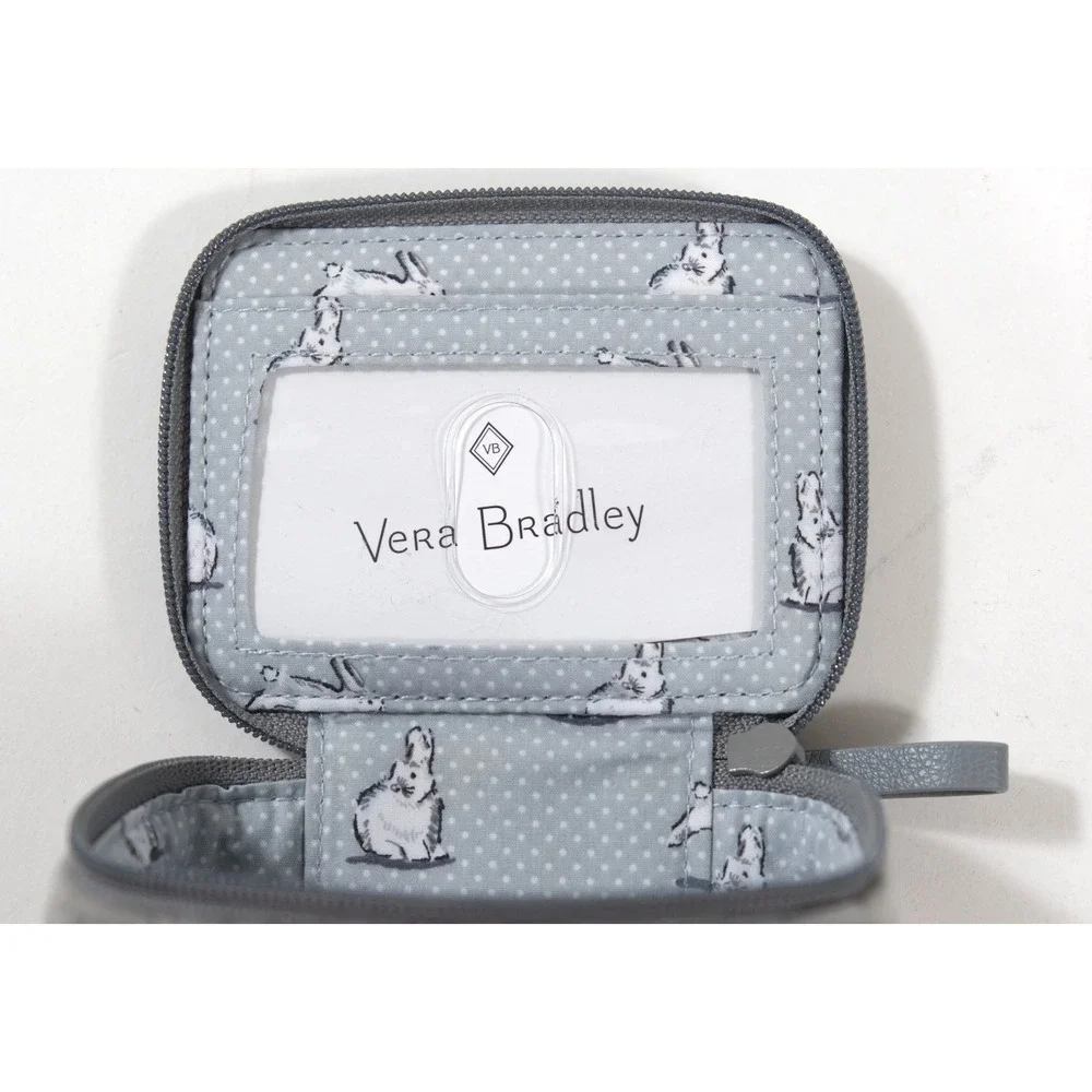 Vera Bradley Pill Case Women OS Grey Polar Bear Skiing Quilted Velvet Organizer